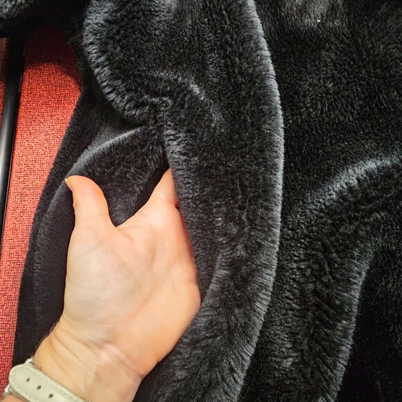 Vintage Monterey Fashions Full Length Faux Fur Coat 2X Black Mobwife Made in USA - Picture 6 of 13